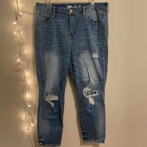 Old Navy Power Straight High Rise Distressed Jeans